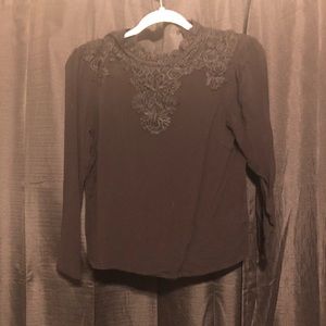 Black mock neck lace top